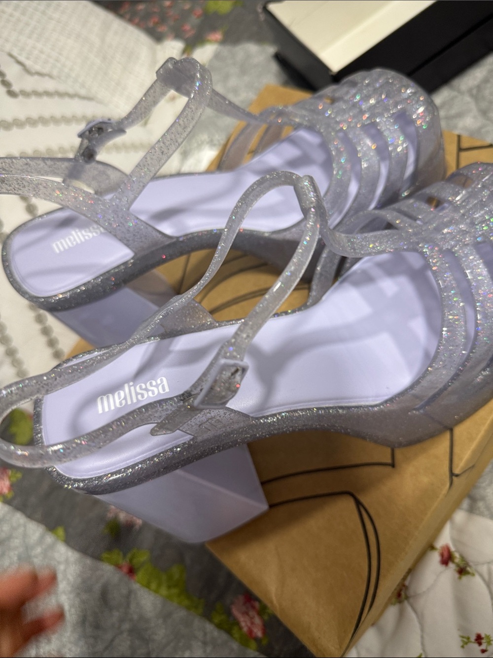 Melissa Lavender Glitter Slingback Heeled Sandals - Picture 4 of 4